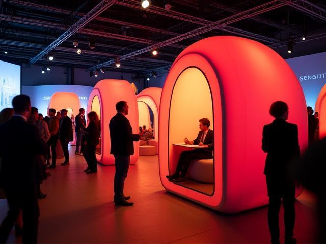 QuietNest pods used in a Paris event space during a professional conference